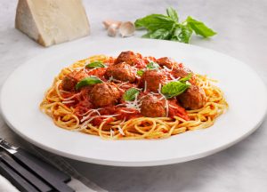 Spaghetti with MeatBalls live pasta counter